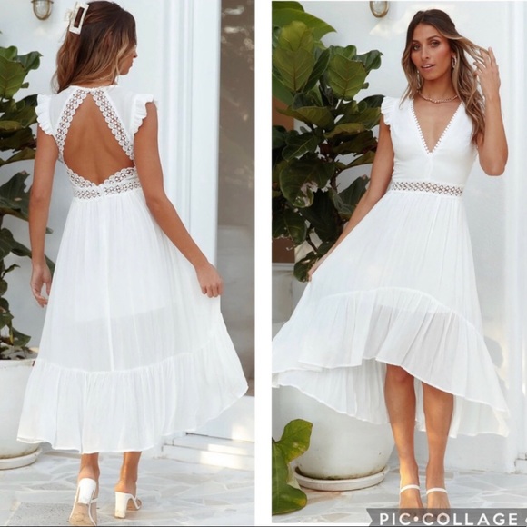 Hello Molly “The Art Of Love” Crochet Open Back Maxi Dress - Picture 3 of 8